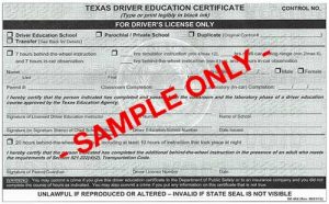 Teenager Drivers Education Certificate (DE-964)
