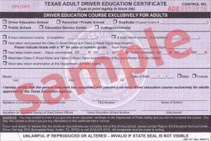 Adult Drivers Education Certificate (ADE-1317)